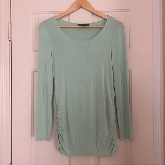 Dana Buchman Long Sleeve Mint Size Small Soft Scrunch Sides Stretch Tunic Blouse - Picture 1 of 5